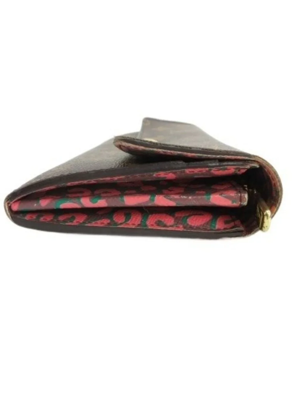 Louis Vuitton Monogram Leopard Print Portefeuille Sarah Bifold Wallet Brown